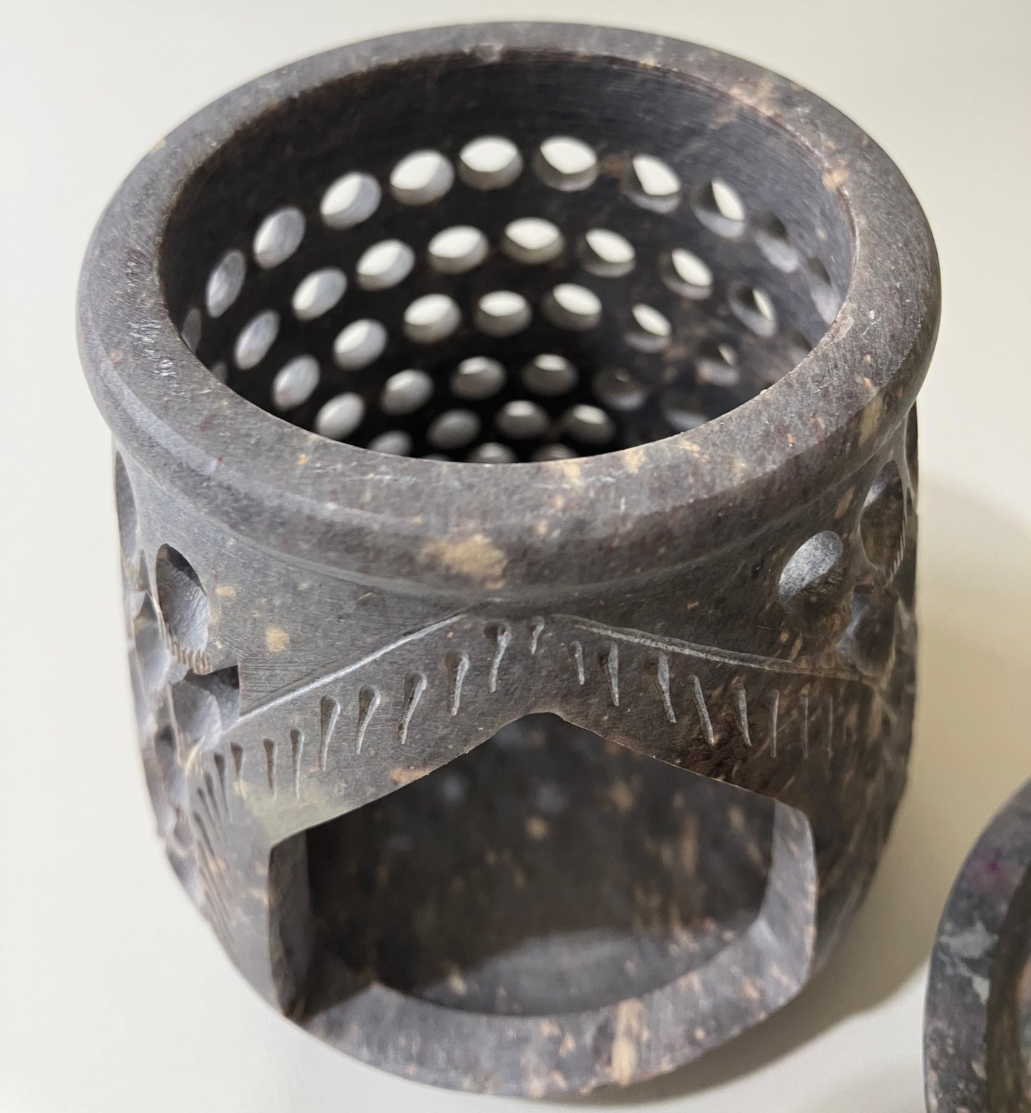 Hidden Beige Stone Oil Burner for Serene Aromatherapy